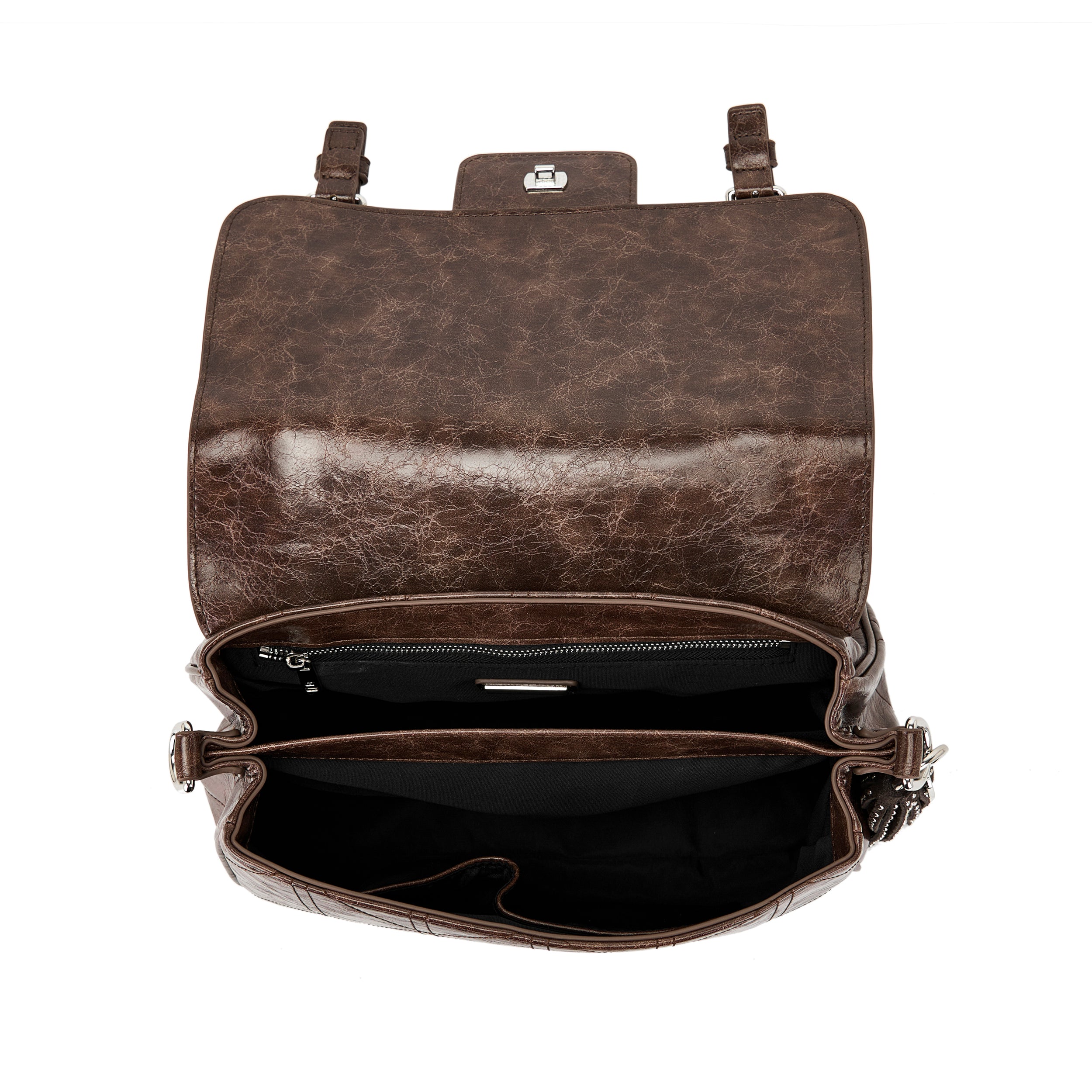 La Carrie Atena Spiderweb sac shopping marron PU