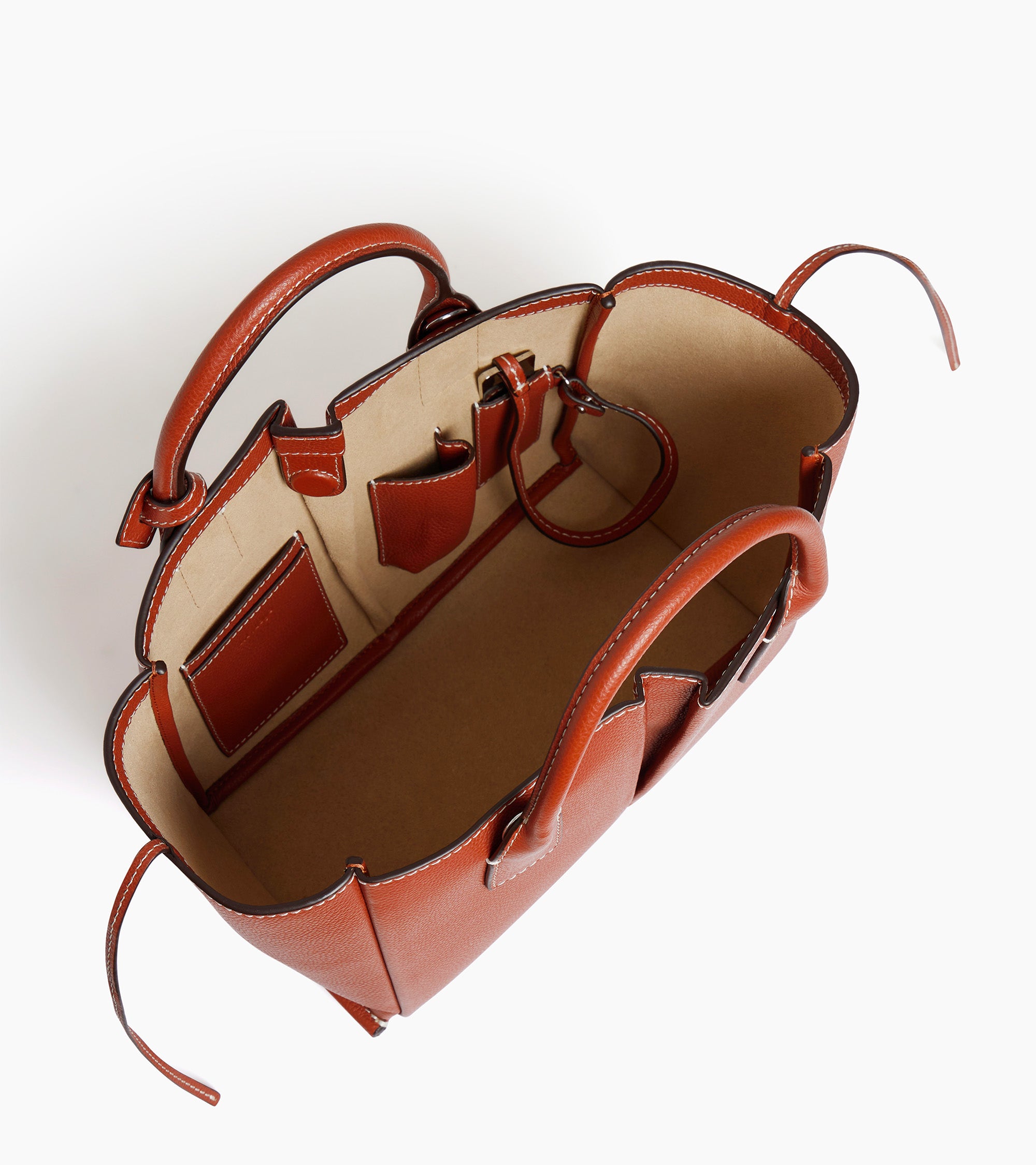 Le Tanneur Elena petit sac main cuir grainé Acajou
