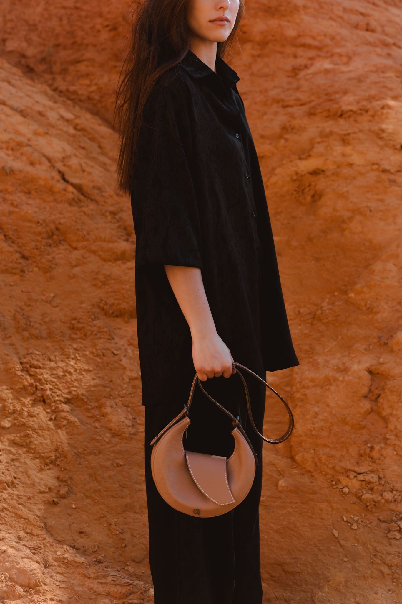 Nodie's Mini Nouvelle Lune camel sac hobo cuir