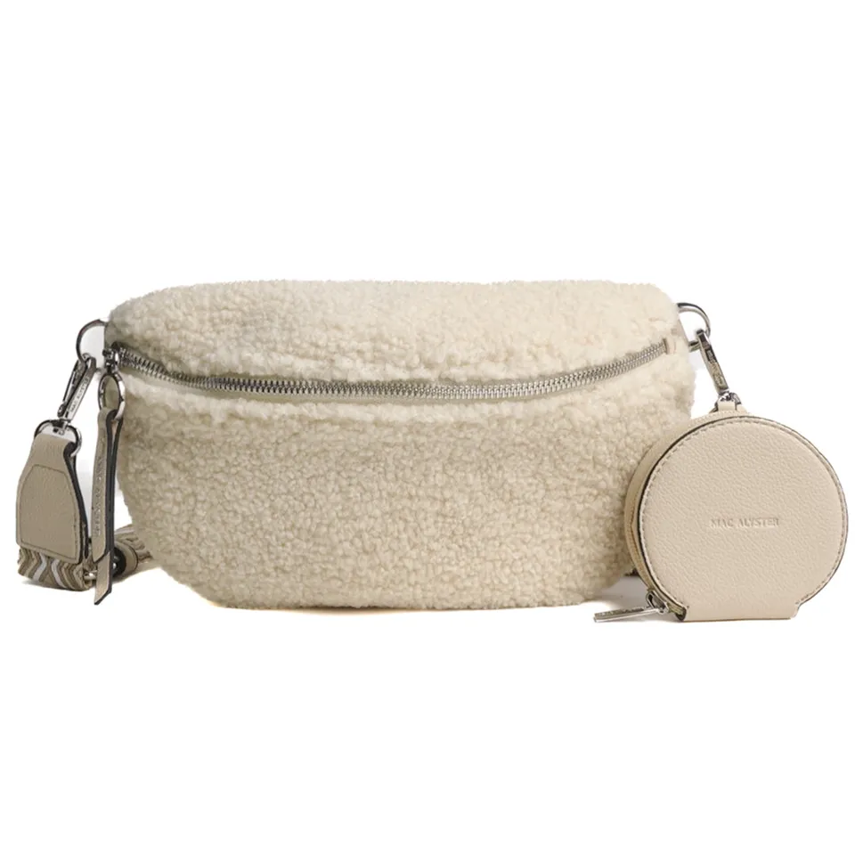 MAC ALYSTER Moumoute sac banane beige fausse fourrure