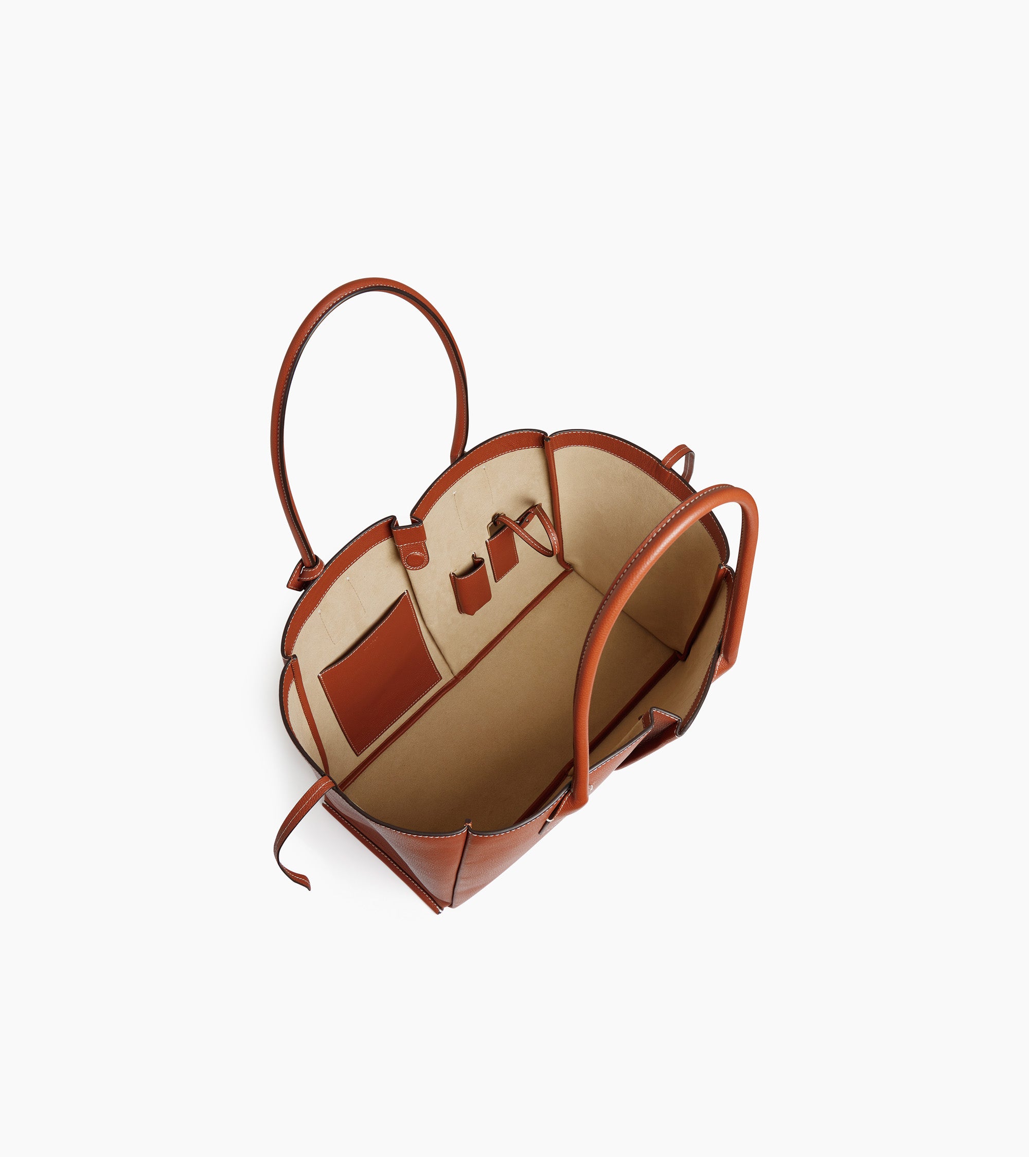Le Tanneur Elena grand sac cabas cuir grainé acajou