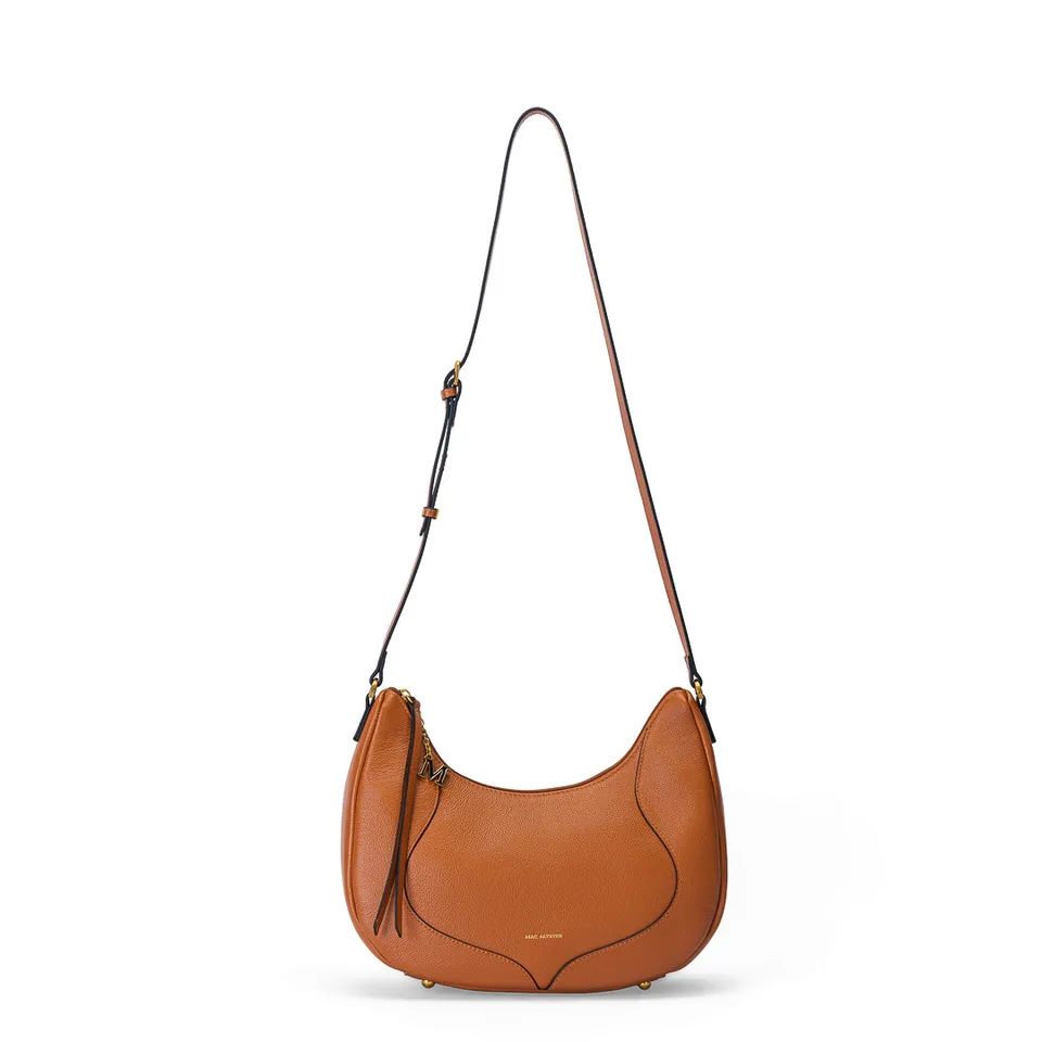 MAC ALYSTER INES sac cuir cognac demi-lune travers 32 cm