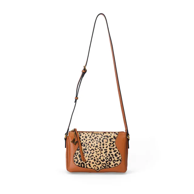 Mac Alyster Ines sac bandoulière cuir Léopard 24 cm