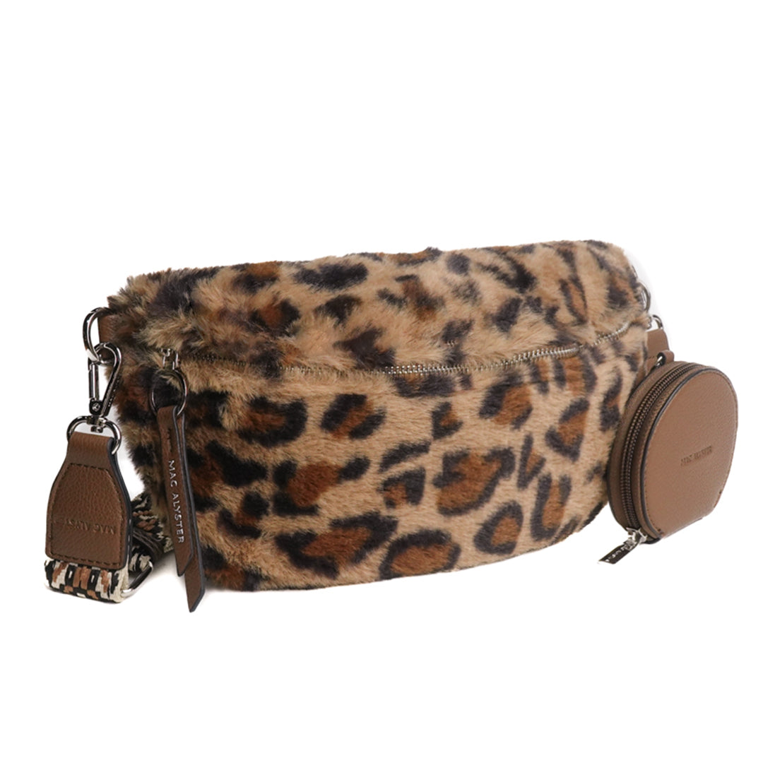 Mac Alyster Léopard sac banane fourrure mini pochette