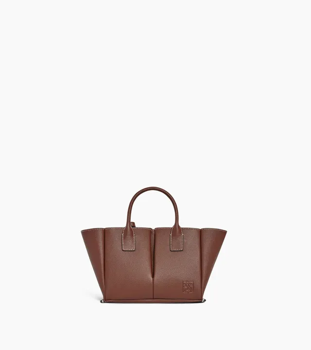 Le Tanneur Elena petit sac cuir grainé pochette miroir