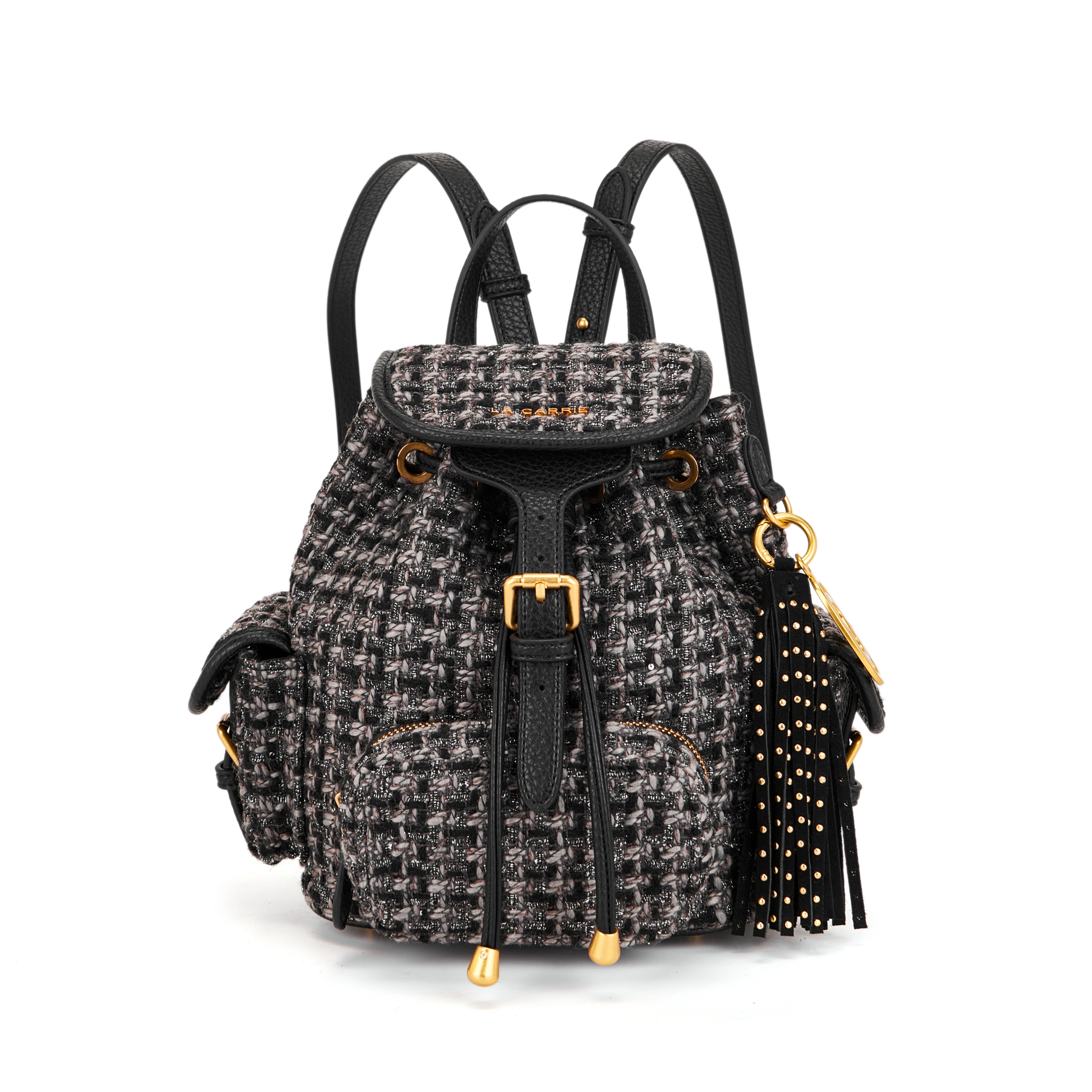 La Carrie Cross sac à dos noir bouclé 27x31 cm