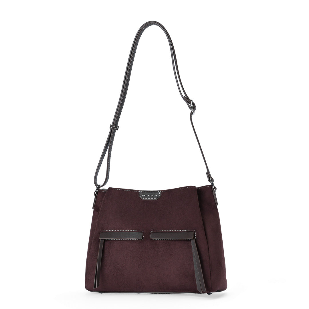 Mac Alyster Fauve sac besace daim chocolat lune