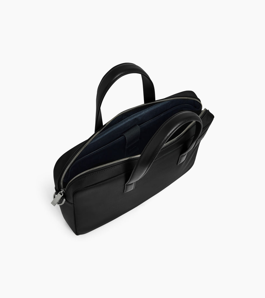 Le Tanneur Basile porte-documents toile nylon cuir 15" Black