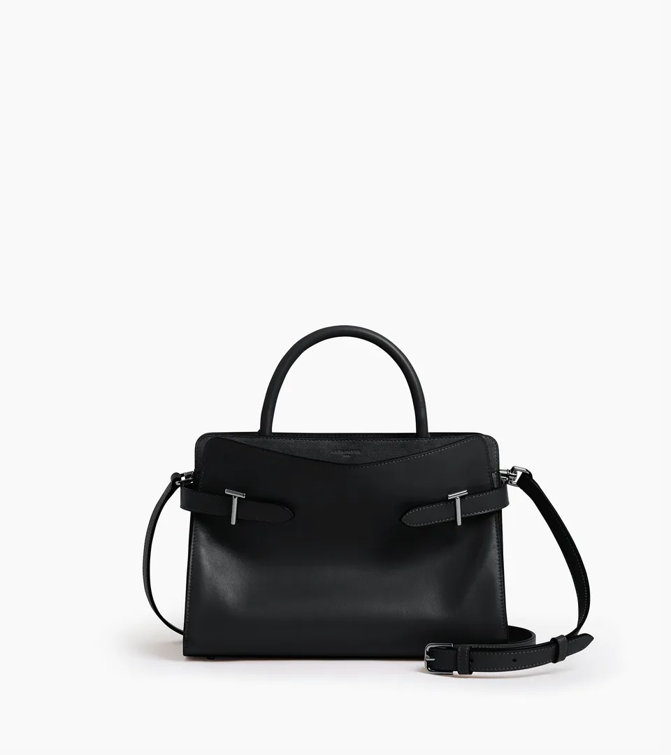 Le Tanneur Emie sac à main cuir lisse noir moyen