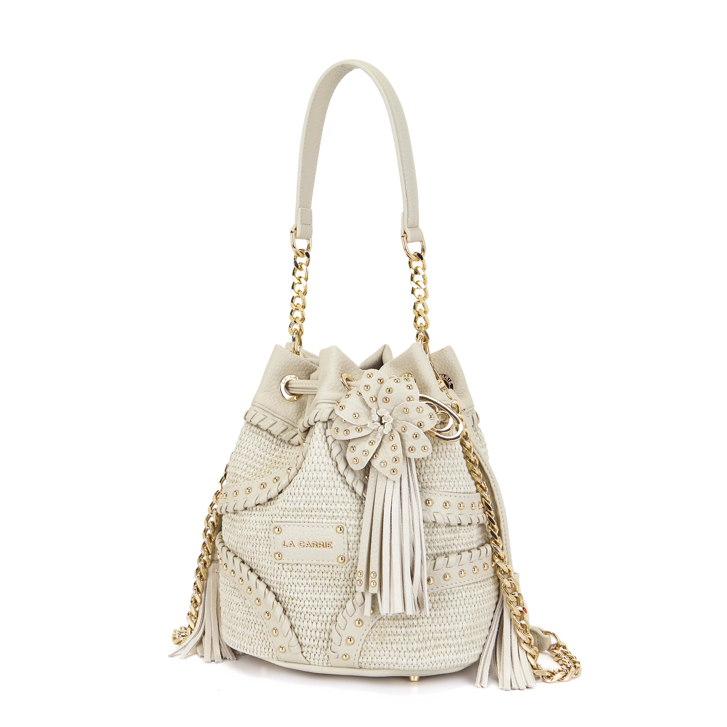 La Carrie La Plage sac seau raphia ivoire 24x17x26cm