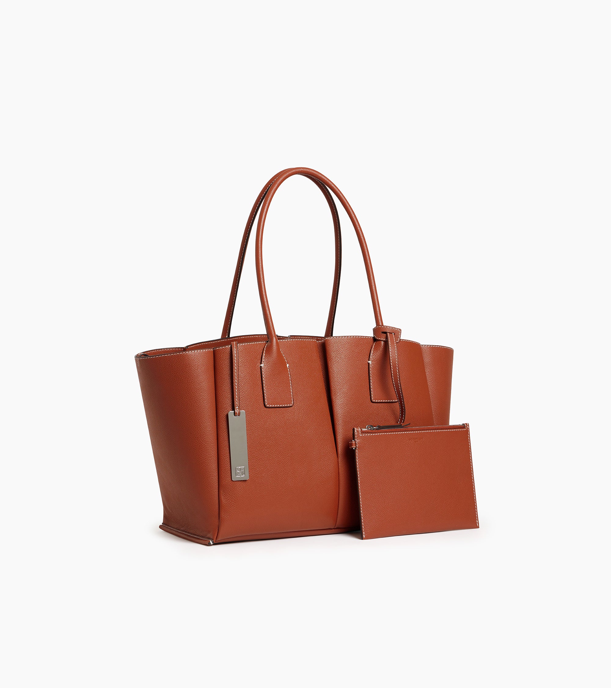 Le Tanneur Elena grand sac cabas cuir grainé acajou