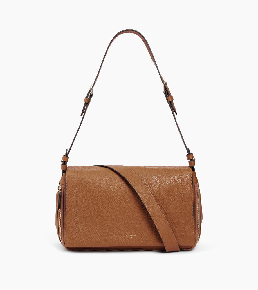 Le Tanneur Aurore sac bandoulière moyen marron cuir grainé