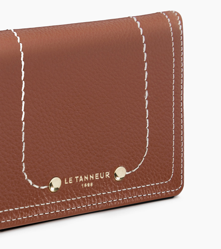 Le Tanneur Ella portefeuille cuir grainé marron RFID femme