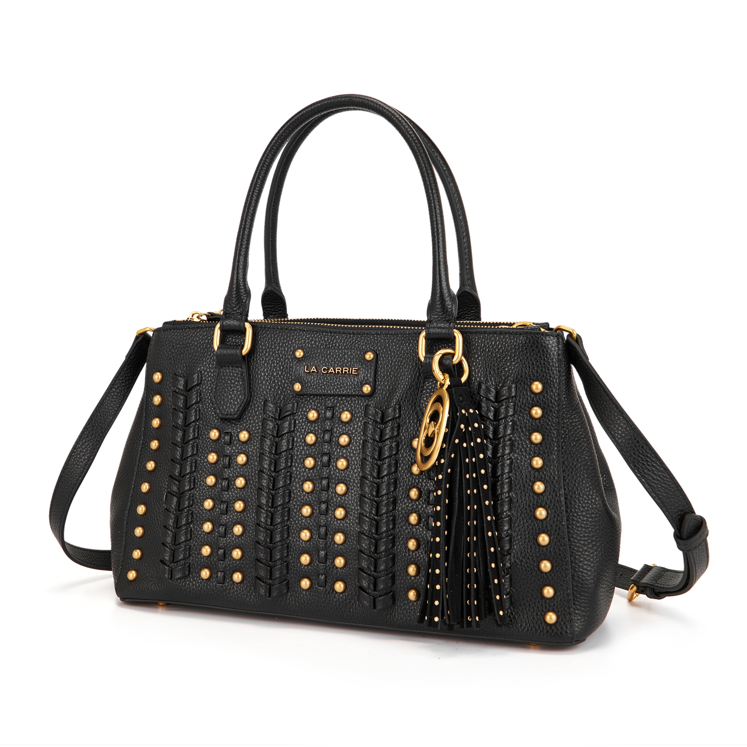 La Carrie Eclipse sac à main cuir noir 34x11x20 cm clous