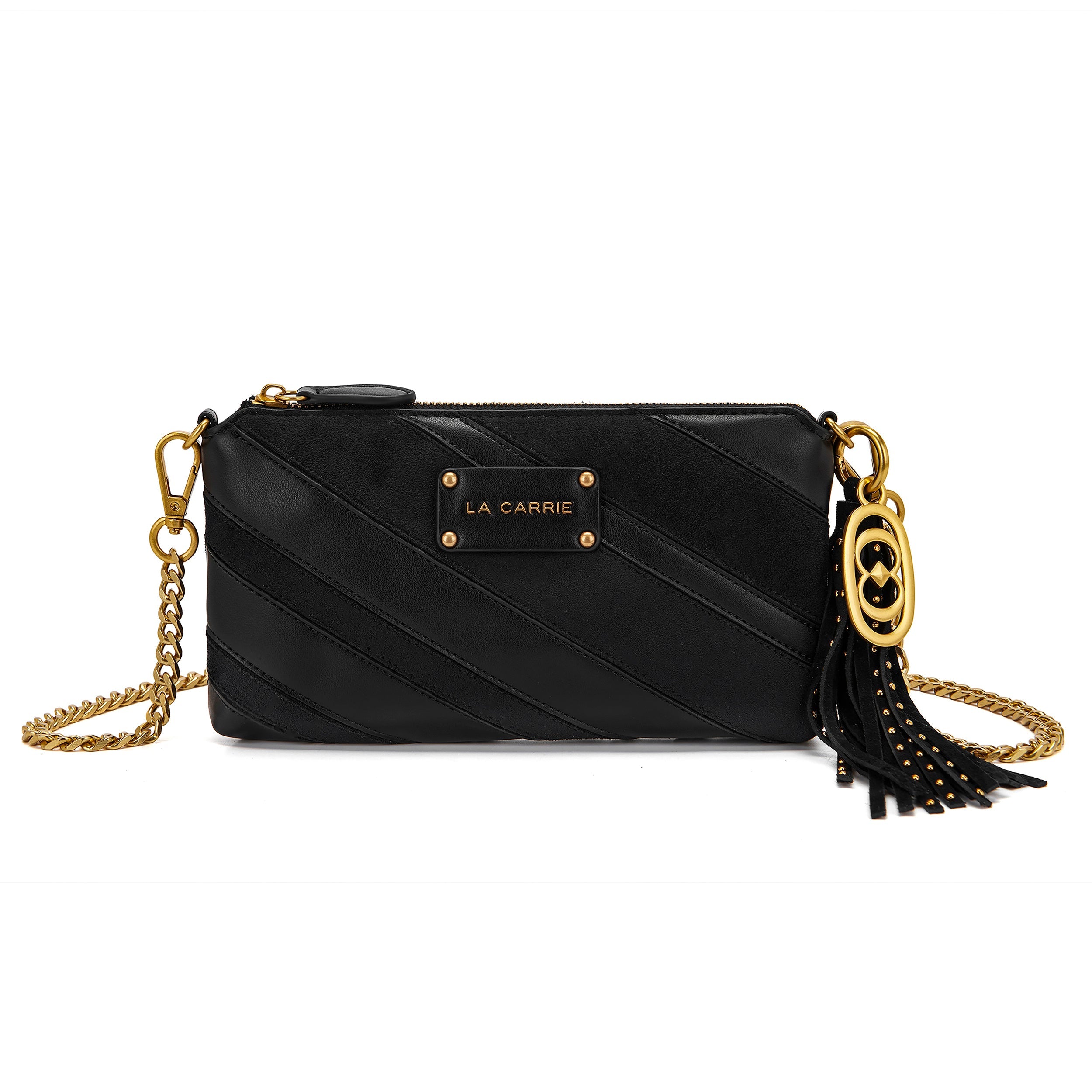 La Carrie Bag Stripes portefeuille noir rayé 25x4x13,5cm
