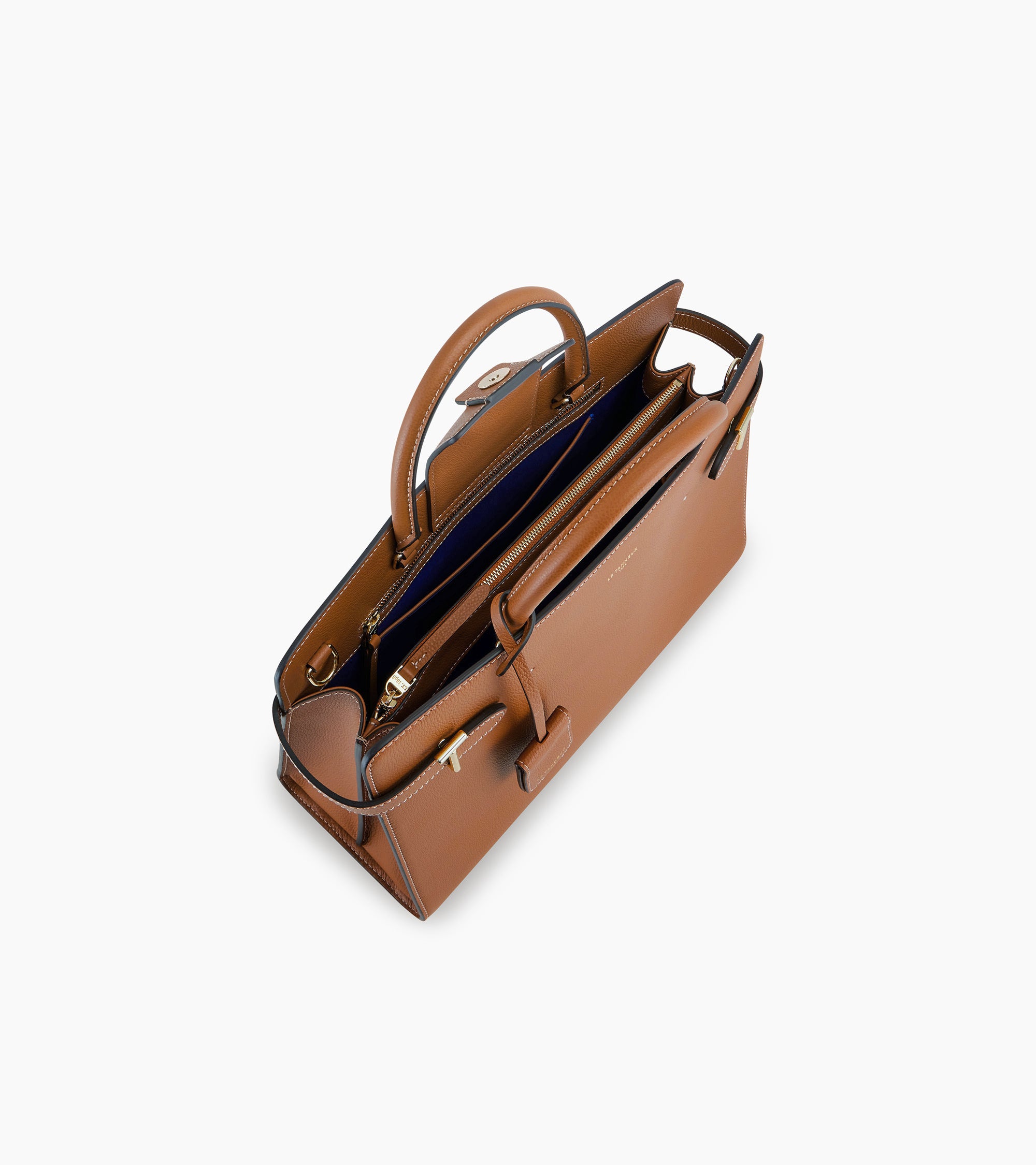 Le Tanneur Emilie grand sac cuir grainé camel 13"