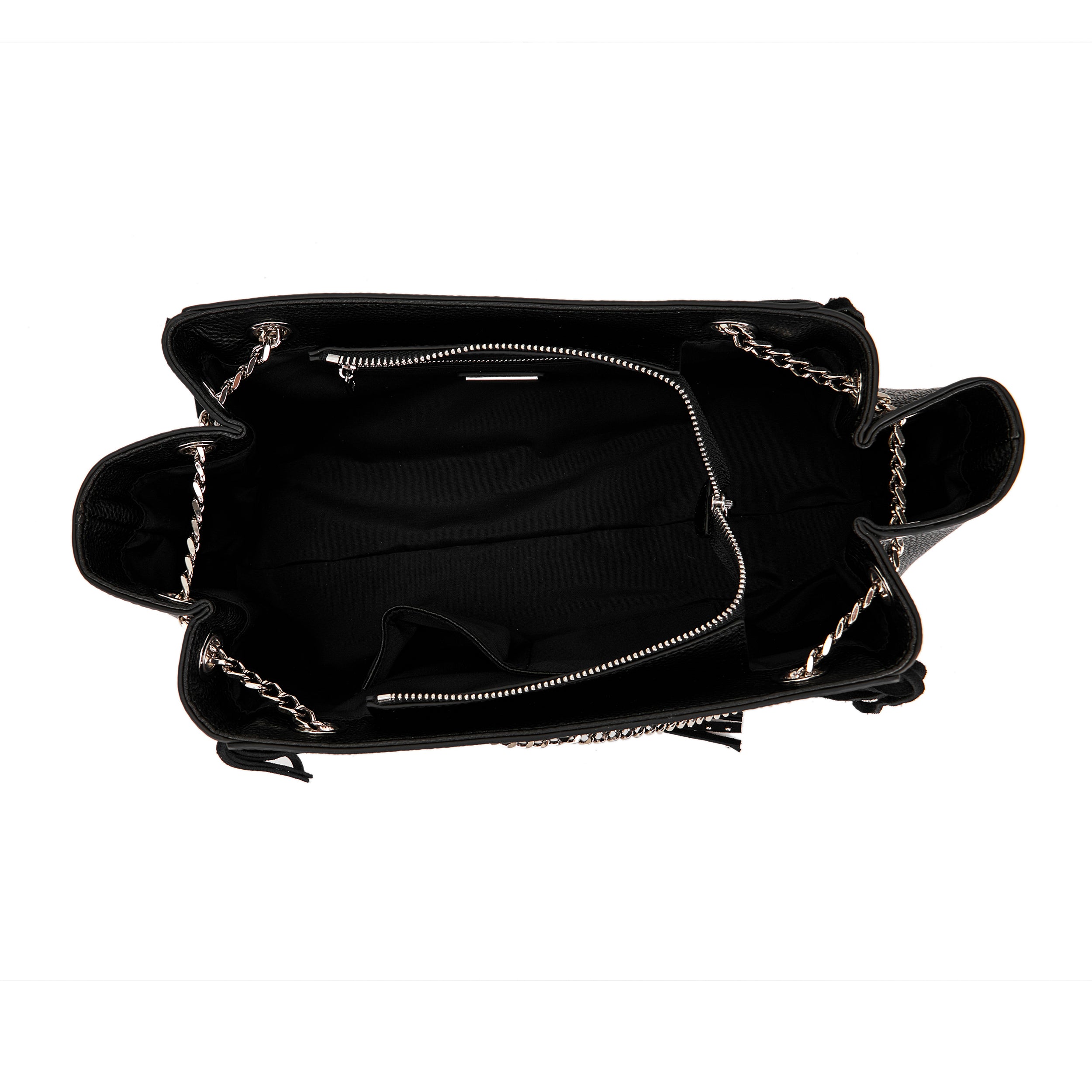 La Carrie Rock sac shopping cuir noir chaîne