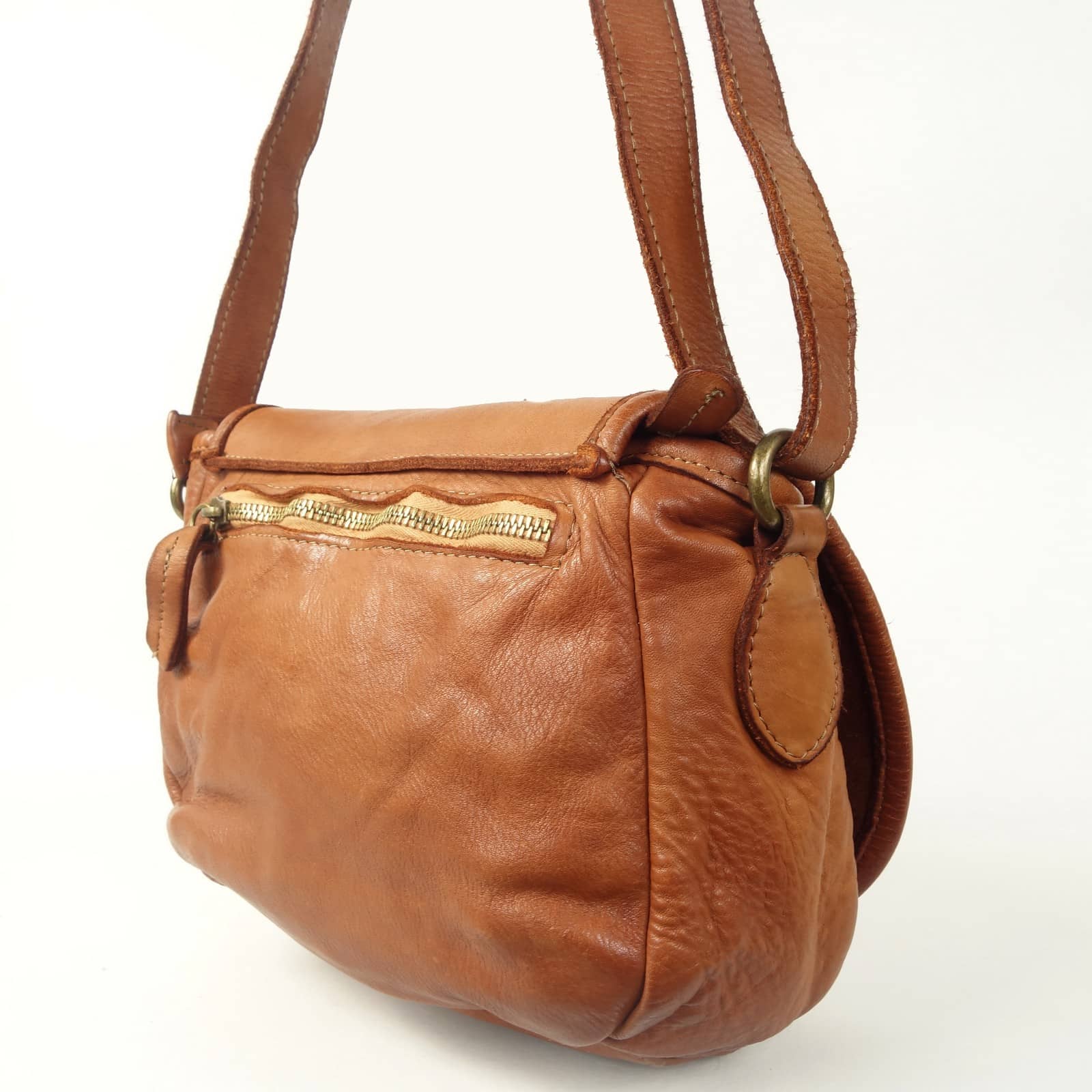 Collection Esprit Cuir Klara sac besace cuir camel