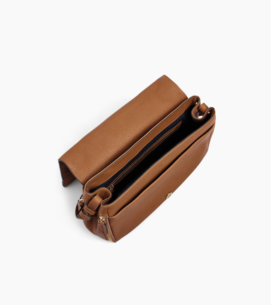 Le Tanneur Aurore sac bandoulière moyen marron cuir grainé