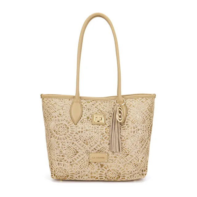 La Carrie Versailles sac shopping beige brodé