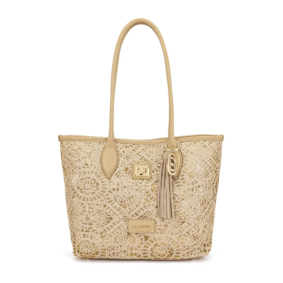 La Carrie Versailles sac shopping beige brodé