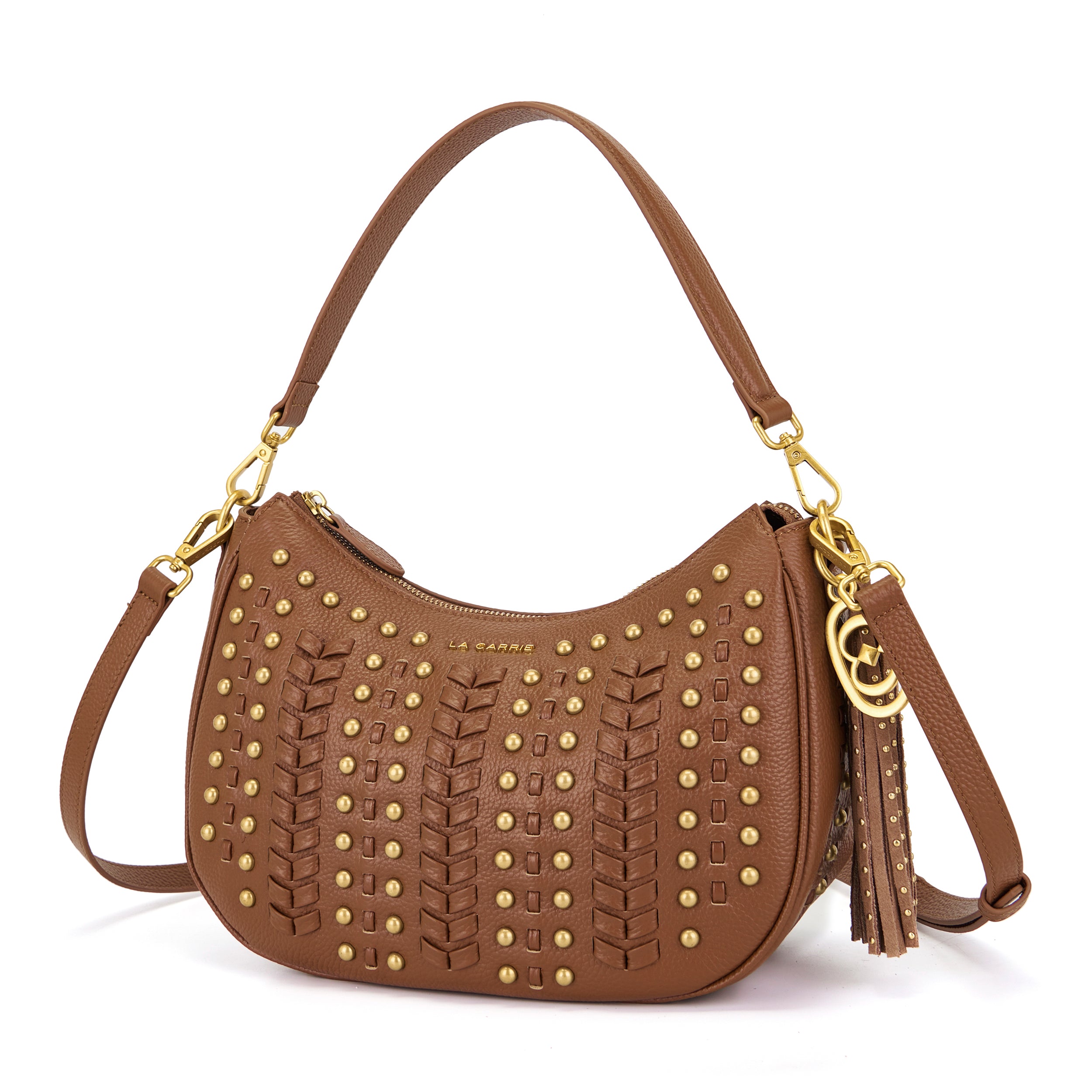 La Carrie Eclipse sac bandoulière cuoio cuir clouté 32x21cm