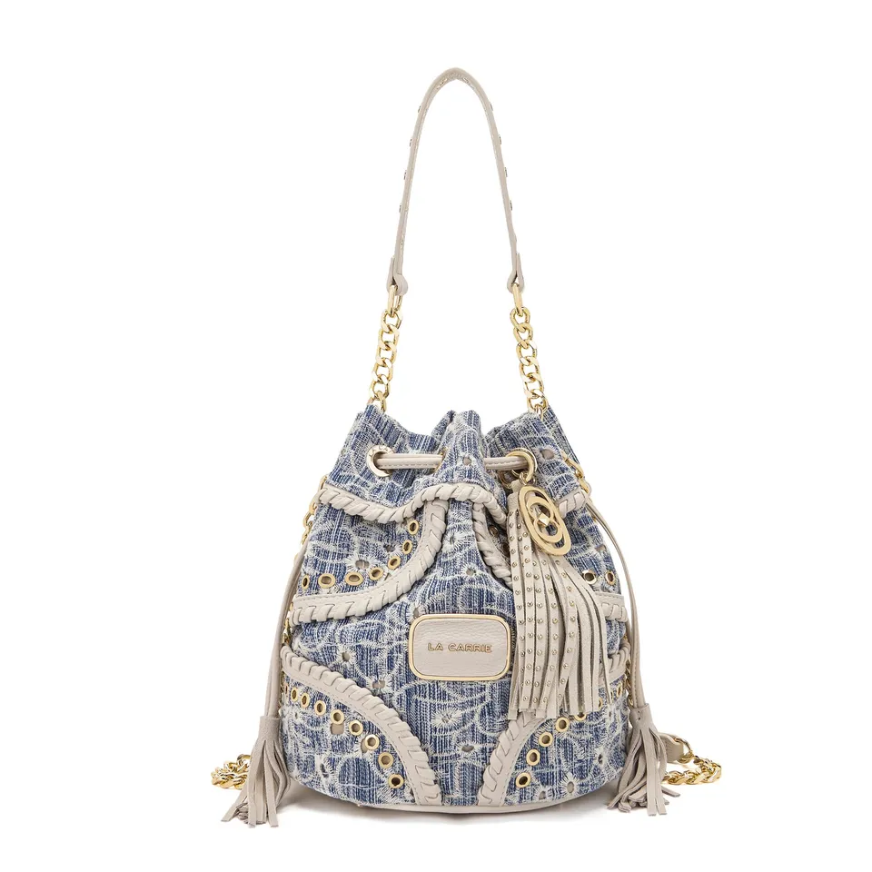 La Carrie Secchiello Romantic sac seau jean 24x17x26cm