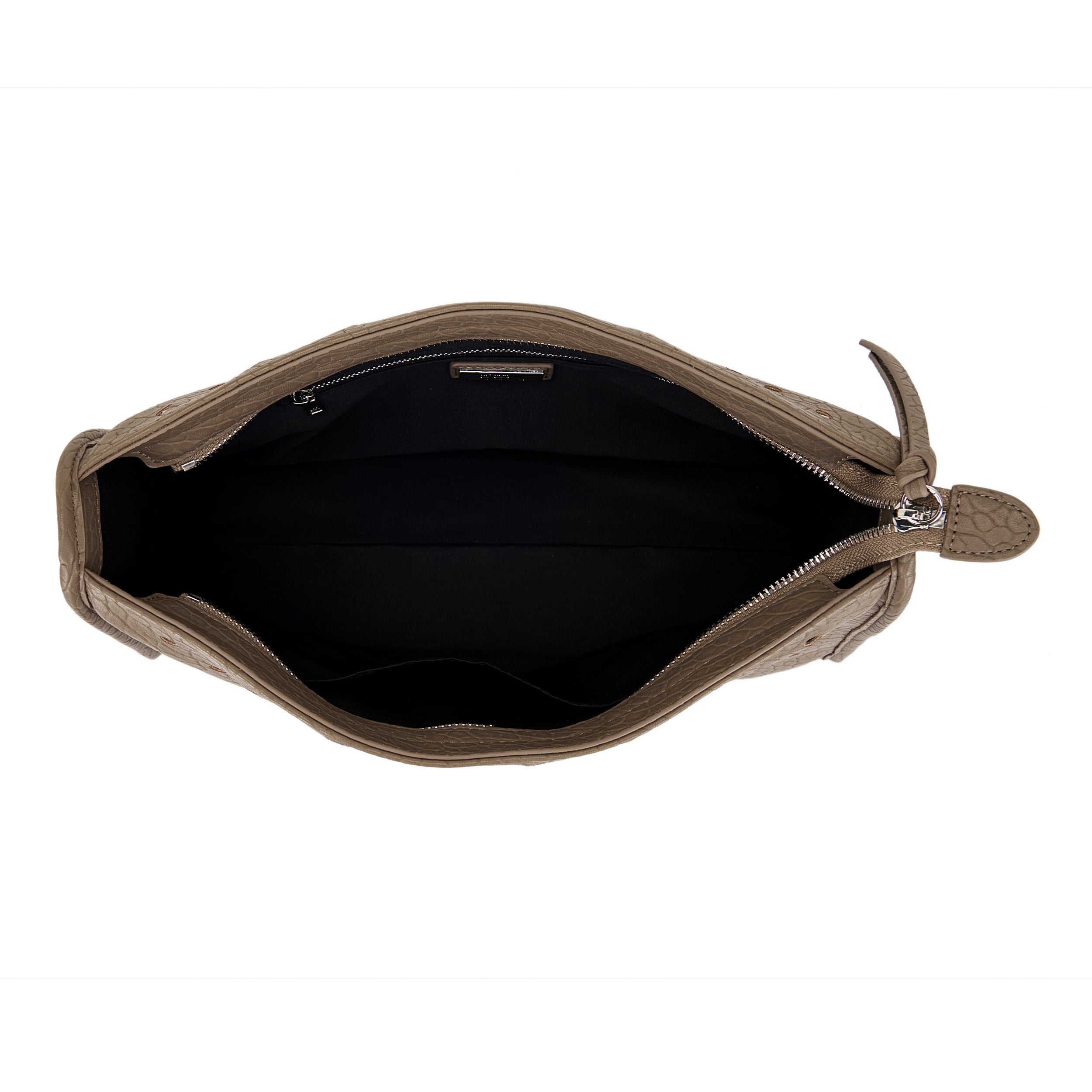 La Carrie Downtown sac épaule taupe 34 cm clouté