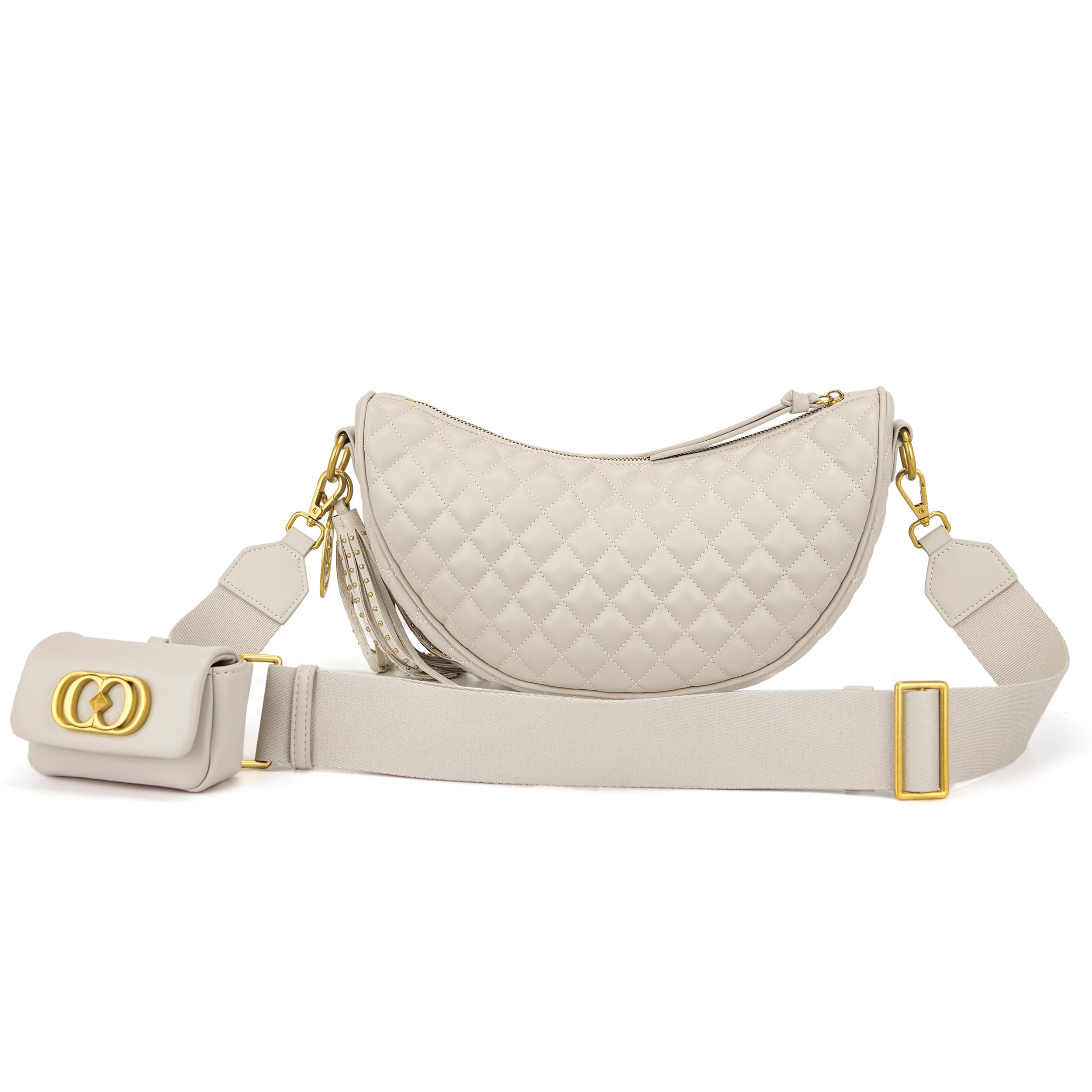 La Carrie Touchy sac bandoulière ivoire matelassé PU