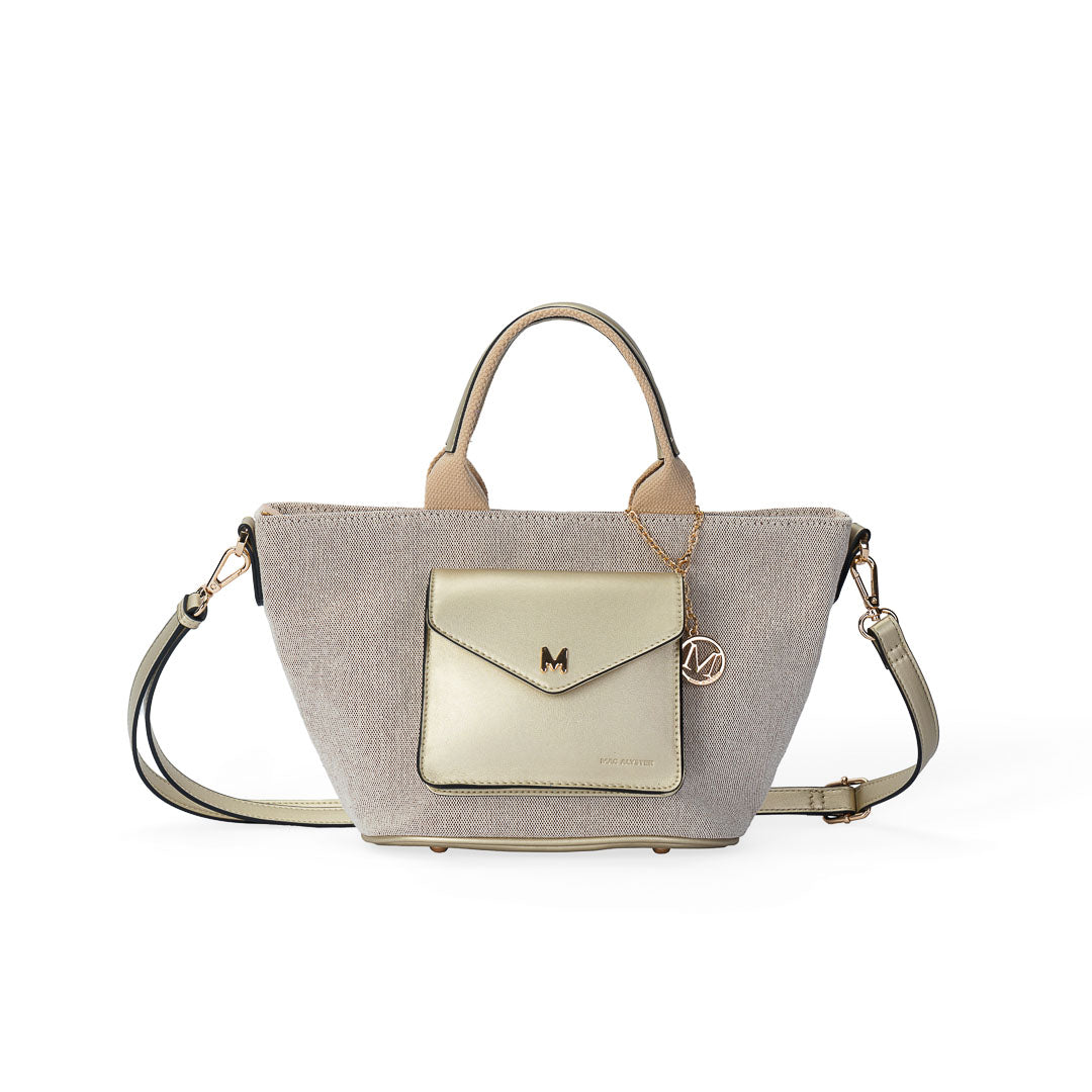 Mac Alyster Miss Bohème Lin petit sac à main Doré 36x12x20 cm