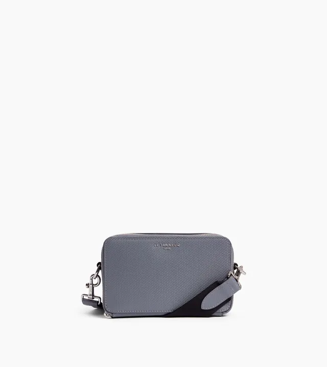 Le Tanneur Emile petite sacoche cuir Steel Blue 2 compartiments