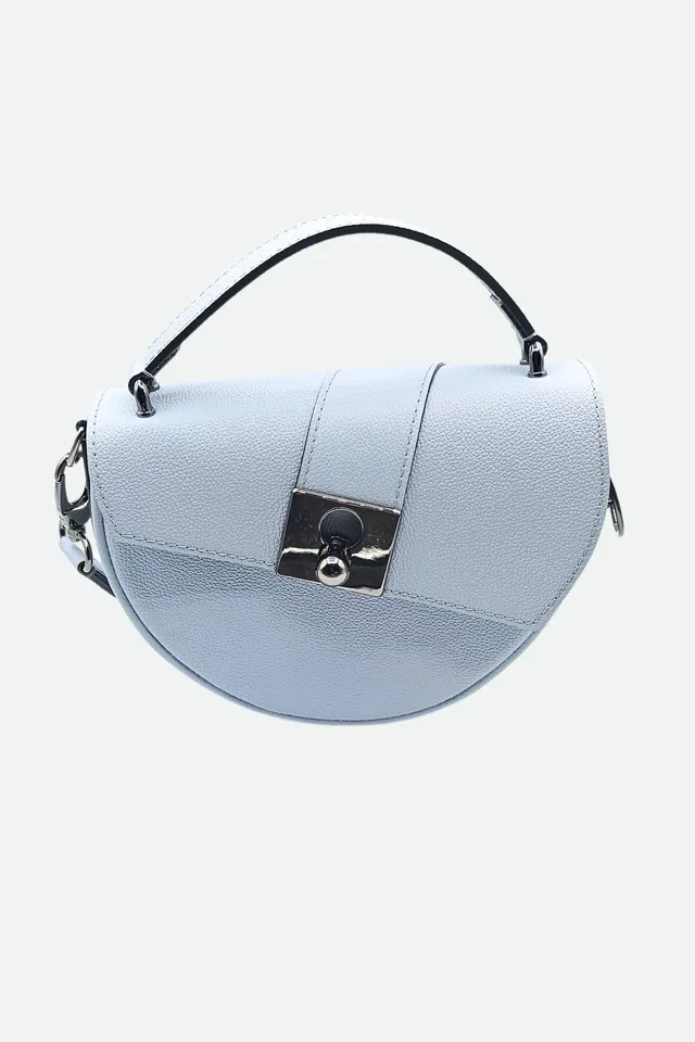 Nodie's Côme Bleu Ciel Grainé Sac Demi-Lune Cuir