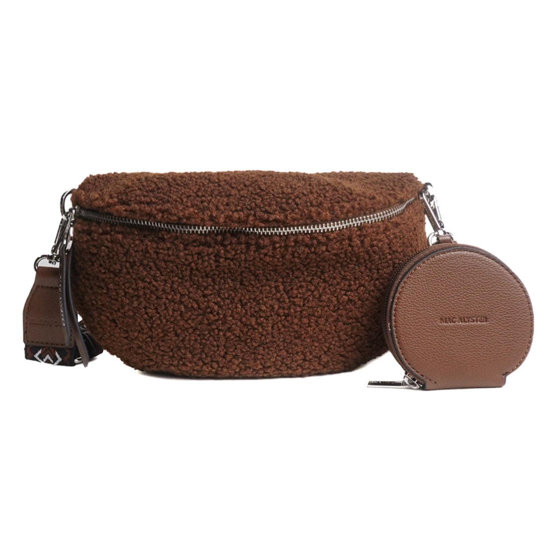 MAC ALYSTER Moumoute sac banane beige fausse fourrure
