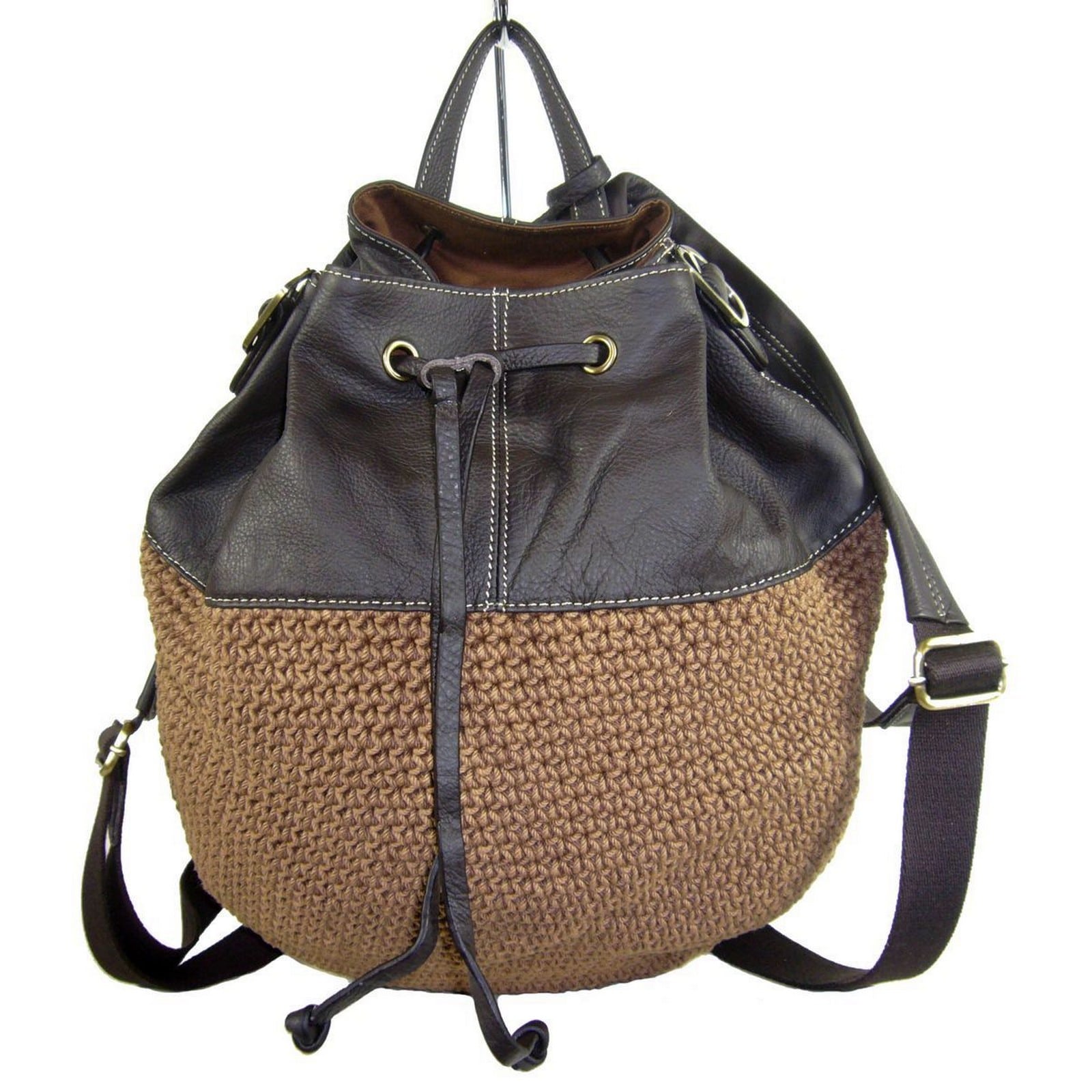 Collection Esprit Cuir MARLIE sac a dos camel maille