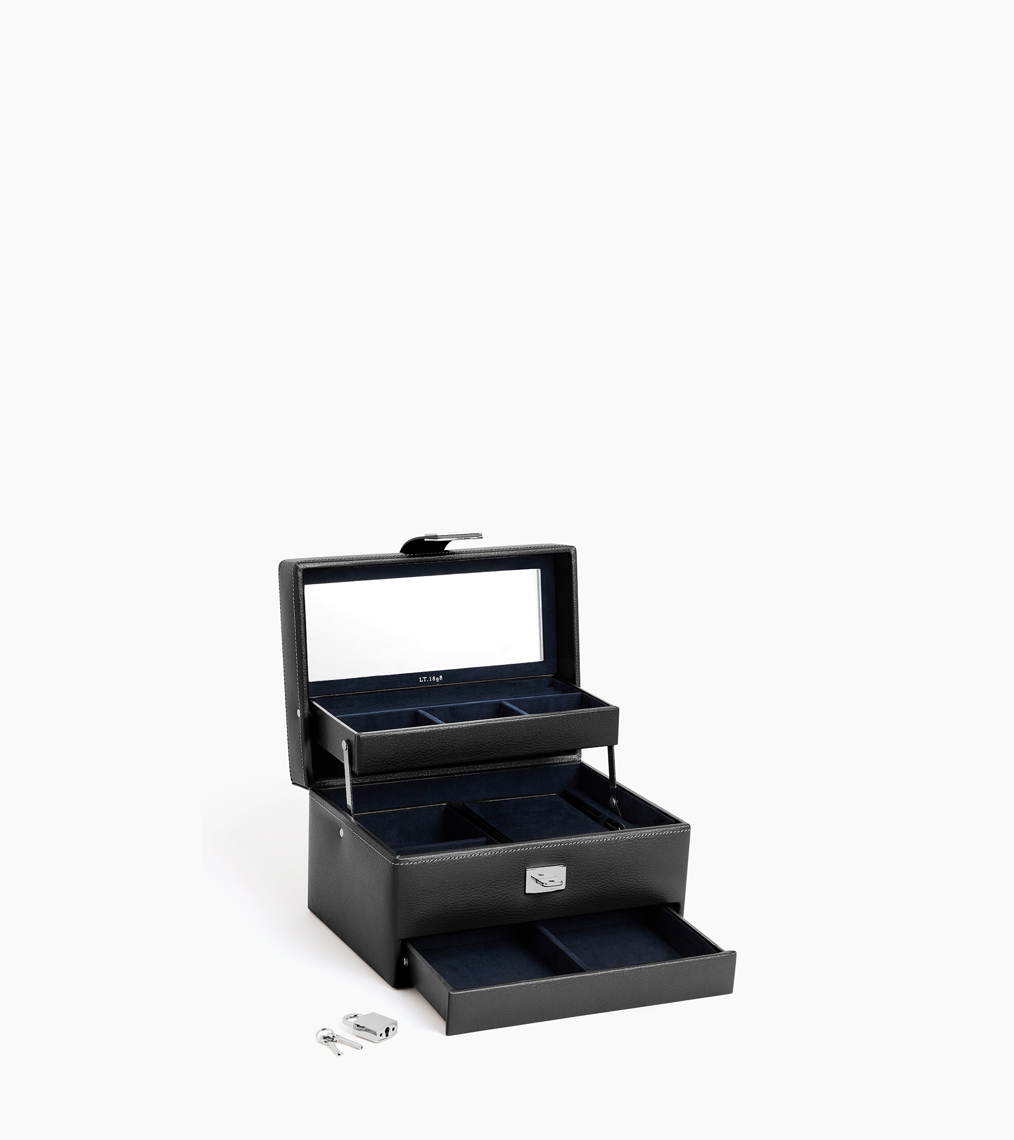 Le Tanneur boîte à bijoux cuir noir moyen modèle velours