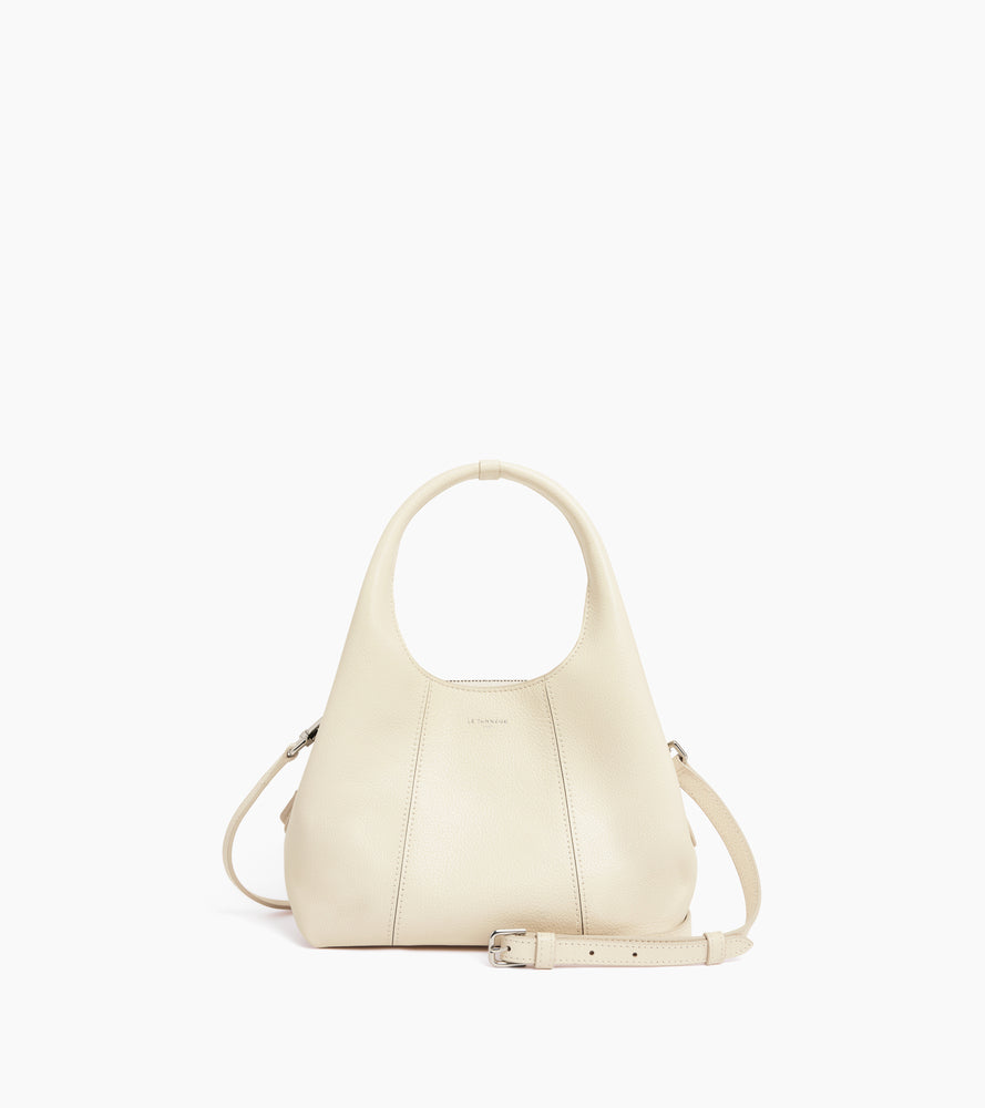 Le Tanneur Juliette petit sac main cuir grainé white flower
