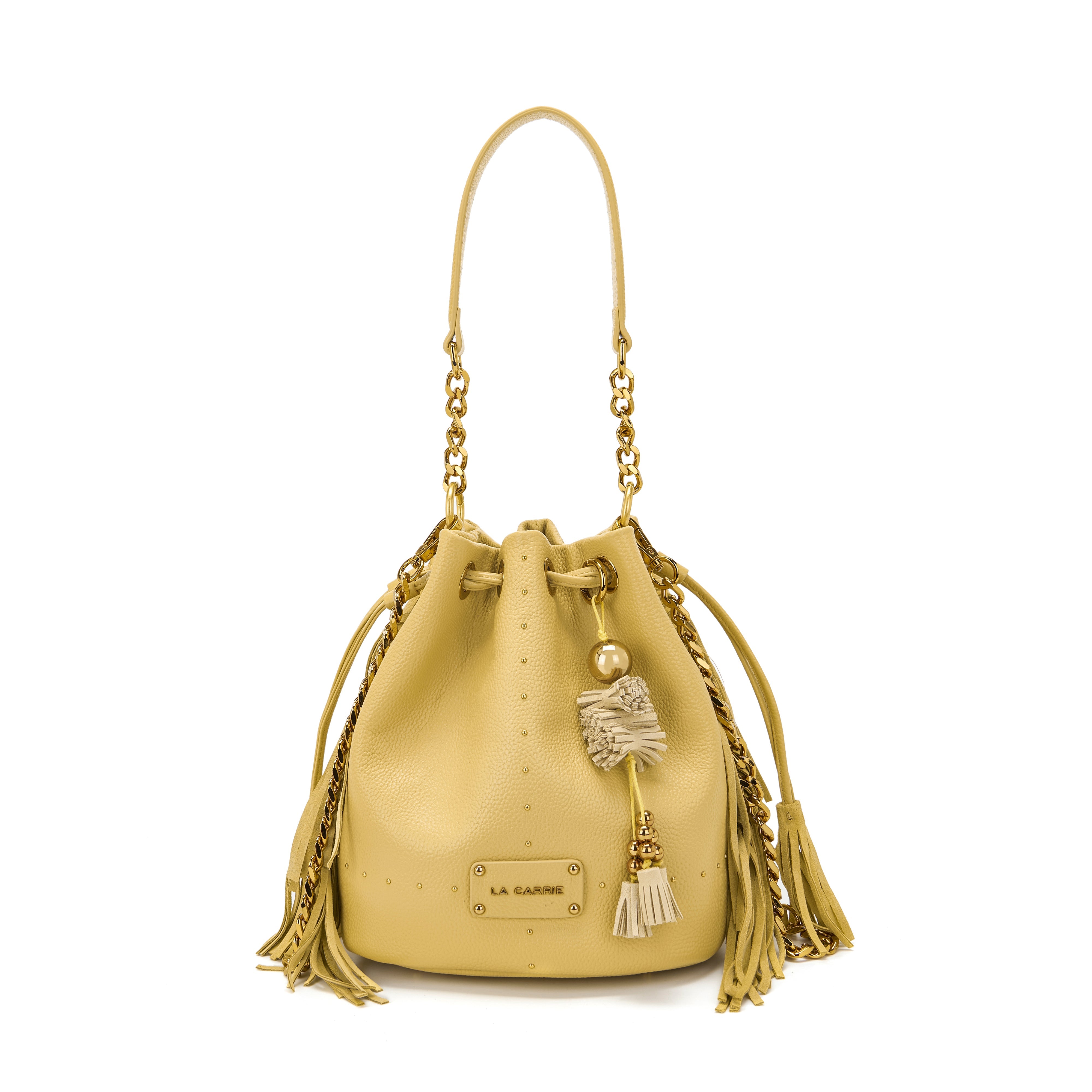 La Carrie Basic sac seau cuir ocre 24 cm clouté