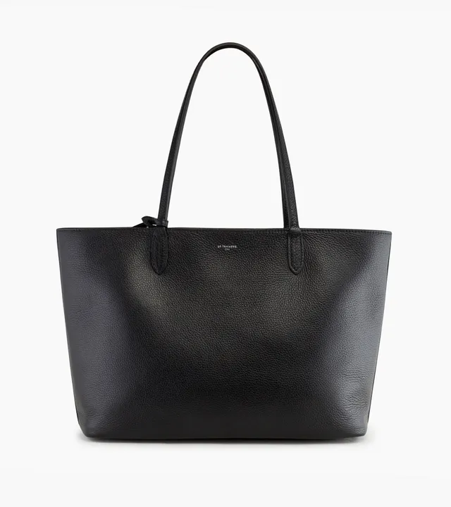 Le Tanneur Louise grand cabas cuir grainé Black Le Bleu 16"