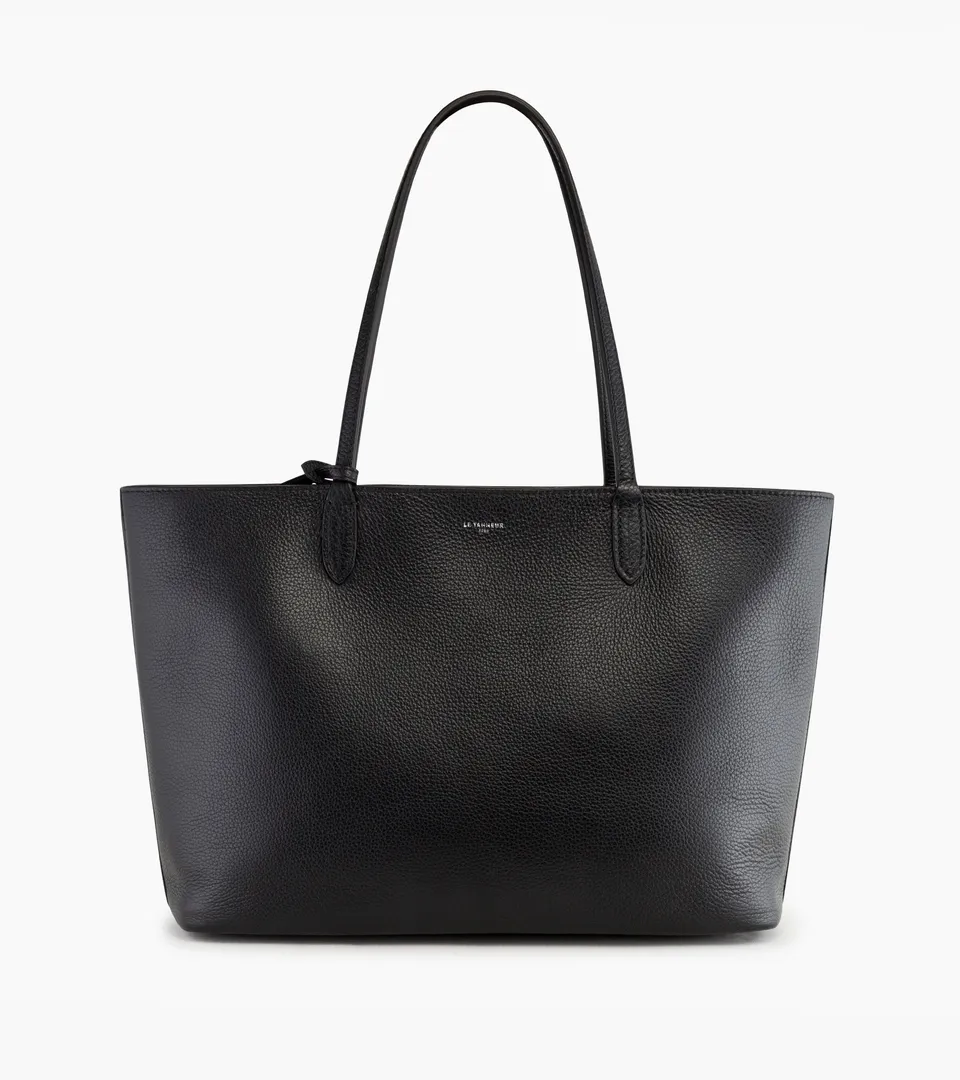 Le Tanneur Louise grand cabas cuir grainé Black Le Bleu 16"