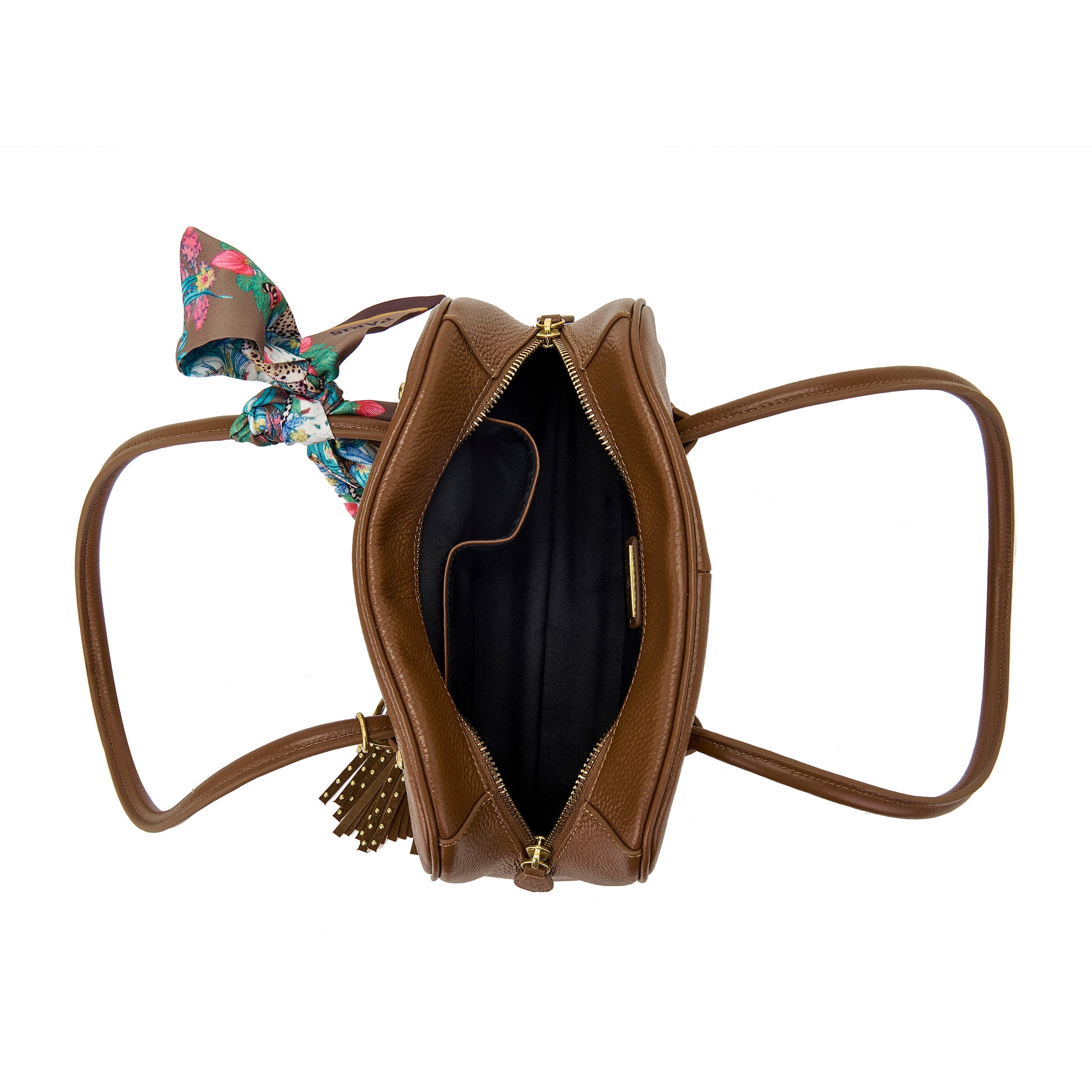 La Carrie Bag Foulard sac bandoulière cuir cuoio 28 cm
