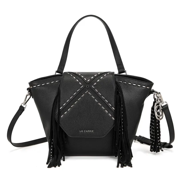 La Carrie Rock sac shopping noir clouté 38x12x25 cm