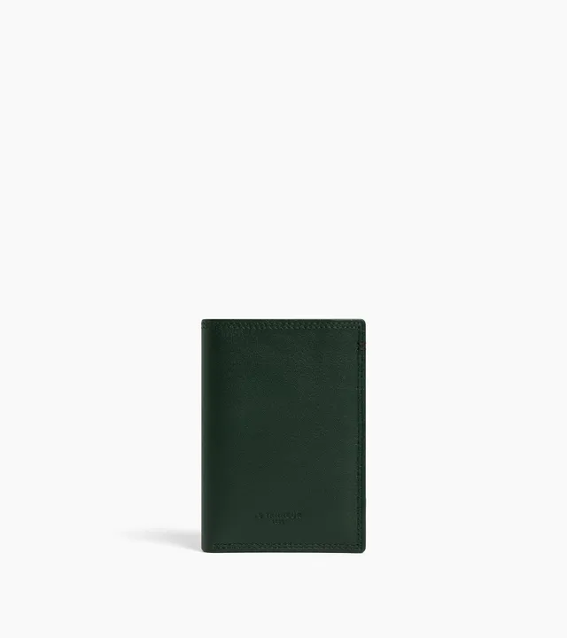 Le Tanneur Martin portefeuille vertical cuir vert RFID