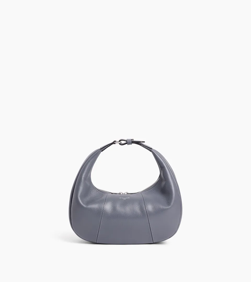 Le Tanneur Juliette sac hobo cuir grainé Steel Blue