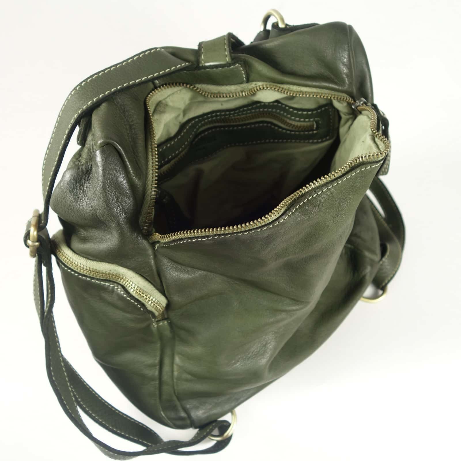 Collection Esprit Cuir Sac à dos MILO sac à dos cuir vert convertible