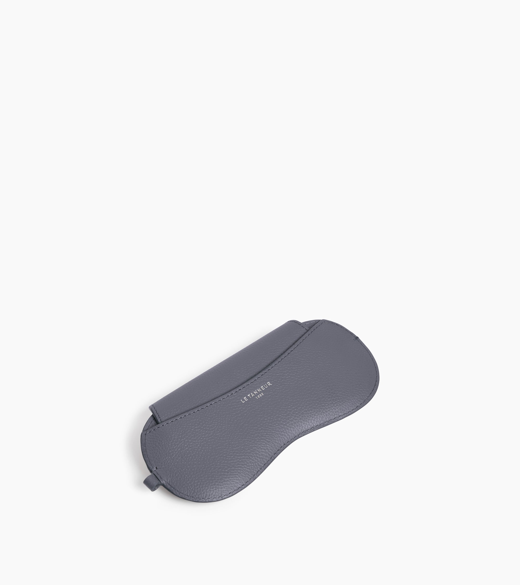 Le Tanneur Leather Goods étui lunettes cuir grainé bleu acier