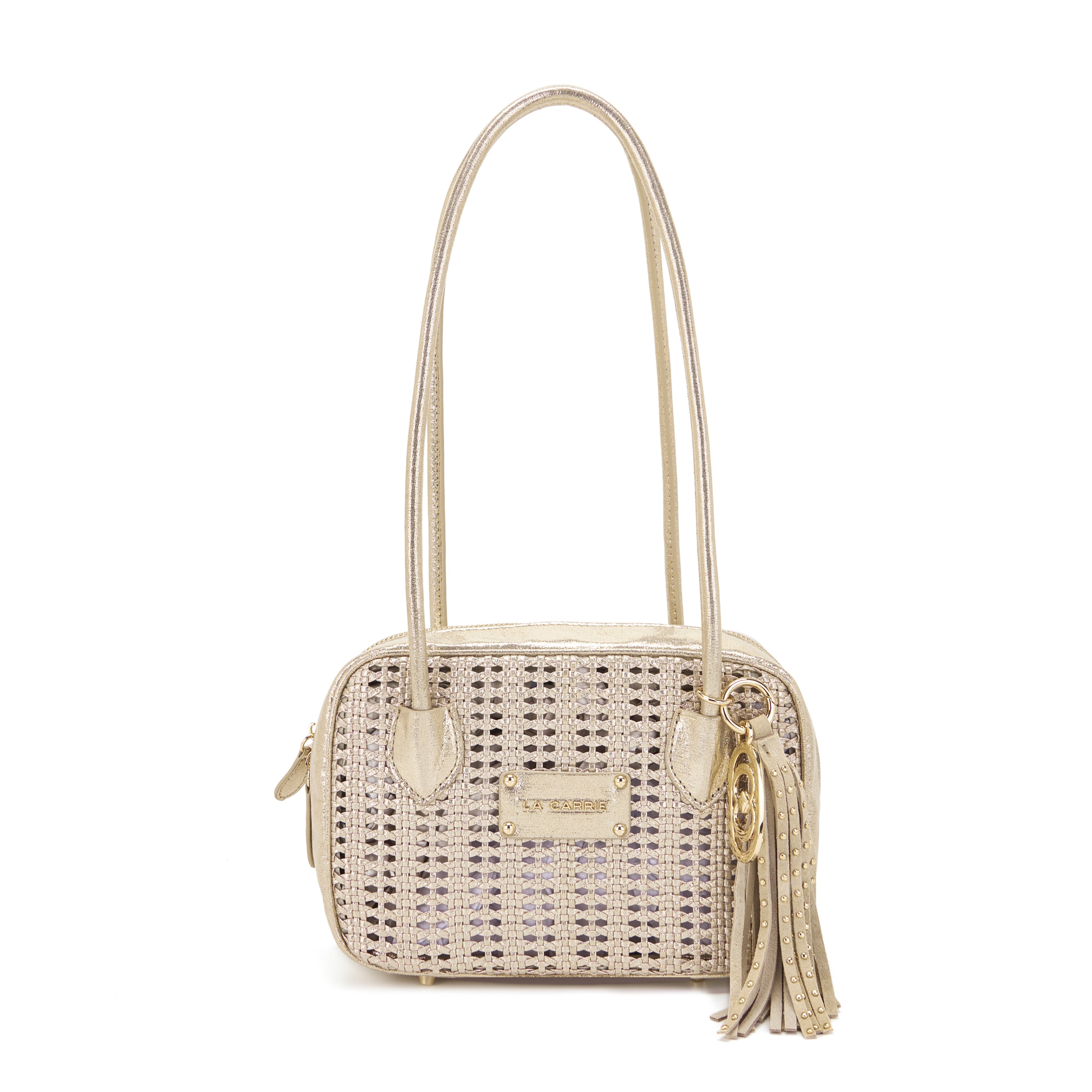 La Carrie Bag Woven sac à main doré 23x9x15cm