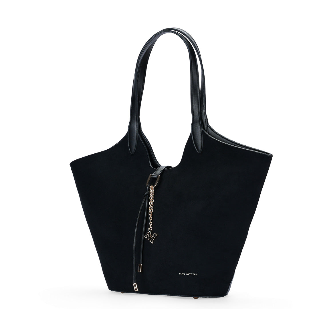 MAC ALYSTER DUNEA sac cabas taupe suédine effet velours