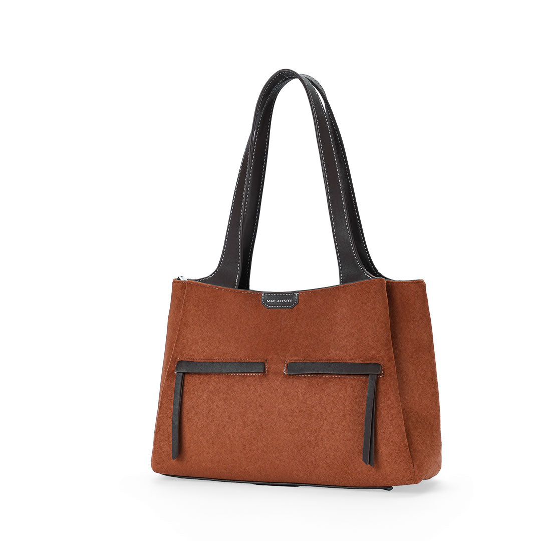 Mac Alyster Fauve sac shopping daim cognac A4