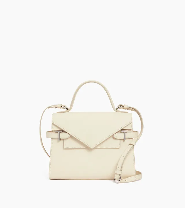 Le Tanneur Emilie sac à main cuir grainé blanc Fleur de Sel