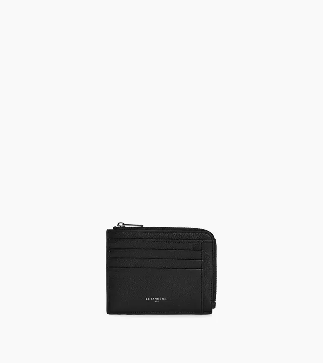 Le Tanneur Emile porte-cartes cuir grainé zip noir